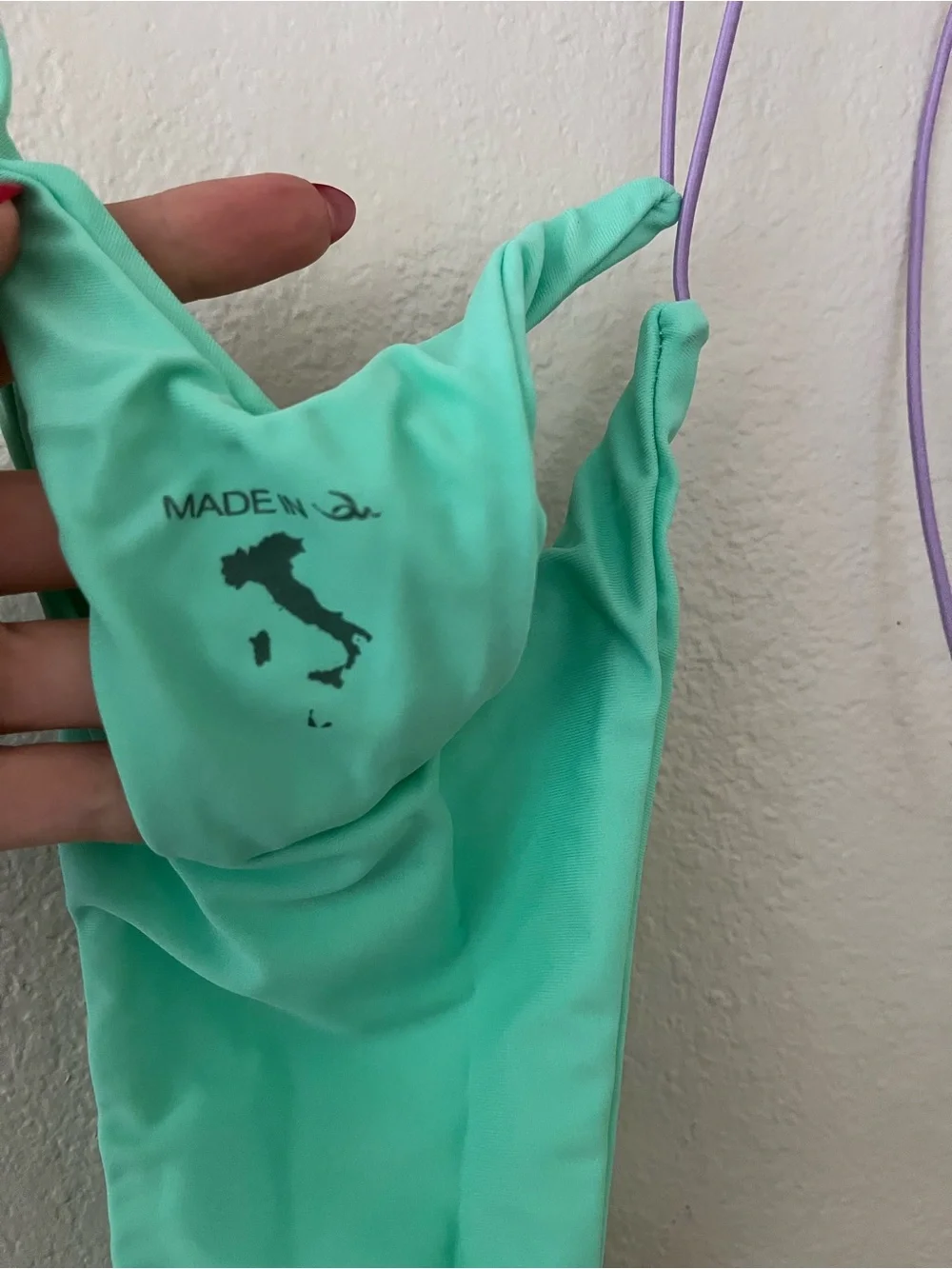 SKIMS dupe Mint Green Bikini with Lavender Ties